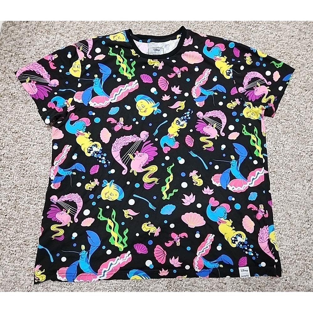 Disney Loungefly The Little Mermaid Shirt Flounder Sebastian‎ Adult Size 2XL